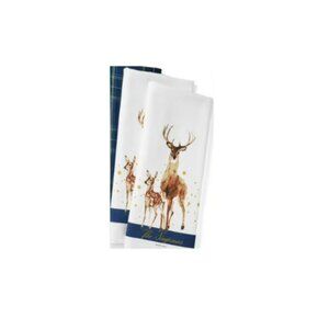 Deer and Plaid Kitchen Towels set of 4 pieces